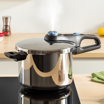 СКОРОВАРКА СТАЛЬ ПРОЧНАЯ ДАВЛЕНИЕ 4Л БЫСТРО СЕРЕБРЯНЫЙ ИНДУКЦИОННЫЙ ЗАМОК