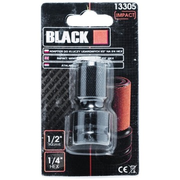 АДАПТЕР УДАРНОГО КЛЮЧА АДАПТЕР 1/2 КВАДРАТНЫЙ - 1/4 ШЕСТИГРАННЫЙ, ЧЕРНЫЙ