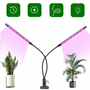 2х ПАНЕЛЬНЫЕ ЛАМПЫ ДЛЯ ВЫРАЩИВАНИЯ РАСТЕНИЙ ТАЙМЕР ПОЛНОГО СПЕКТРА USB 18 Вт 40 светодиодов