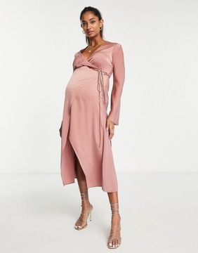 DESIGN Maternity satynowa sukienka ciążowa 38