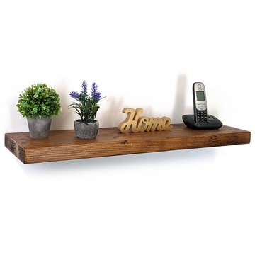 Półka na Ścianę Ścienna Wisząca Drewniana Lite Drewno Rustykalna Loft 60cm