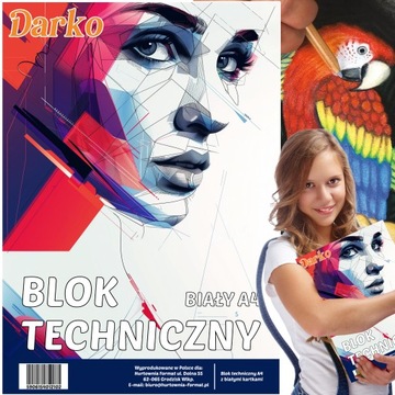BLOK TECHNICZNY BIAŁY A4 SZKOLNY 10 KARTEK ARKUSZY 170g/m DARKO