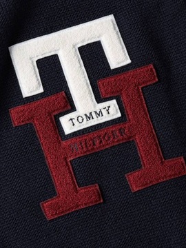 Sweter męski dzianinowy TOMMY HILFIGER granatowy klasyczny na co dzień L