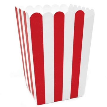 PUDEŁKA na popcorn PIRACKIE PASKI czerwono białe