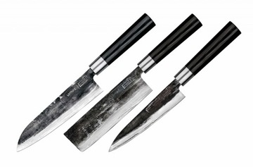 Zestaw 3 noży Samura-Super5, stal adamaszkowa, 37.8x13.2x4.1 cm, srebrny
