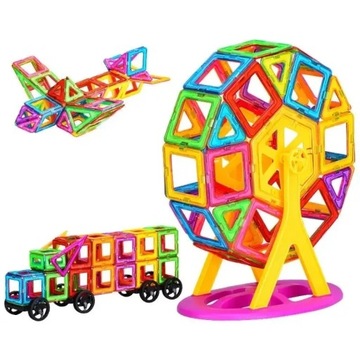 МАГНИТНЫЕ БЛОКИ СТРОИТЕЛЬНЫЕ ПАНЕЛИ 118 EL + КОЛЕСО ЧЕРТА + КОЛЕСА