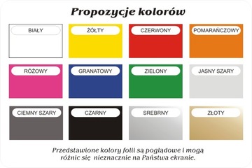 Naklejka godziny otwarcia 30x20cm różne kolory