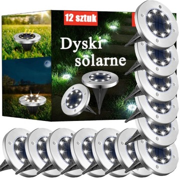 LAMPA SOLARNA OGRODOWA LAMPKI LED GRUNTOWE DYSK