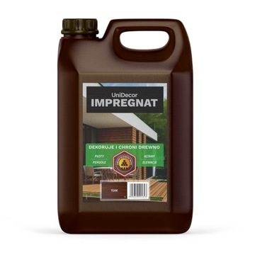 Impregnat lazura farba do drewna z woskami UniDecor teak 5l