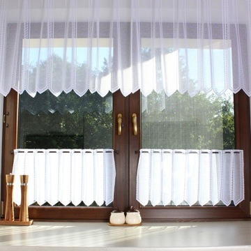 Zazdrostka Biała Nowoczesna Żakardowa Firanka Do Kuchni wysokość 70 cm