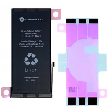 Bateria Li-ion do iPhone 11, A2221, A2223 + Wklejka STRONGCELL 11.2023