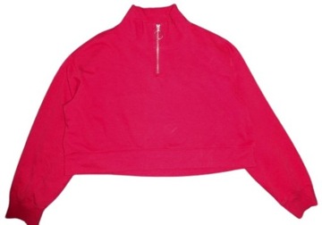 H&M crop czerwona owersize bluza zamek kółko r.L
