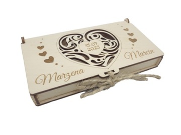 AŻUROWE Pudełko Na Pieniądze Pamiątka GRAWER ŚLUB