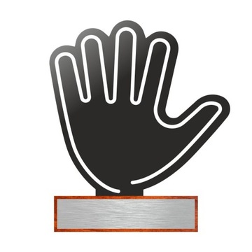 Nagroda firmowa trofeum statuetka Dłoń High Five z tabliczką z nadrukiem