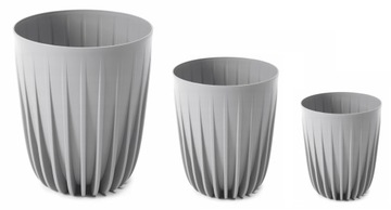 ZESTAW 3 DONICZEK MIRA Z WKŁADAMI śr. 14,5cm/19cm/25cm SZARY MAT Lamela