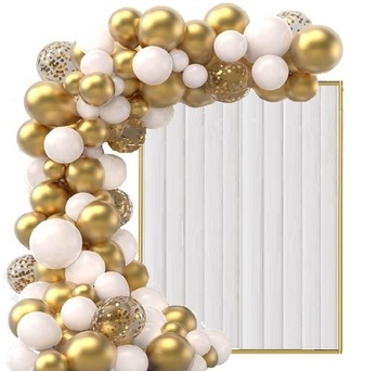 BALONY łuk girlanda BIAŁE konfetti ZŁOTE 120 szt
