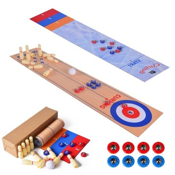3-in-1 stół Shuffleboard, Curling gry i zestaw do gry w kręgle dla dzieci d