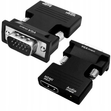 АДАПТЕР-ПРЕОБРАЗОВАТЕЛЬ HDMI «мама» на VGA D-Sub «папа» + аудиоразъем 3,5 мм