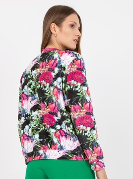 Bluza welurowa ROZPINANA bomberka FLOWERS 290 black S/M