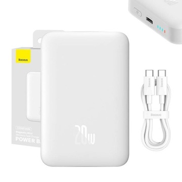 Магнитный аккумулятор Baseus Magnetic Mini 10000 мАч, USB-C 20 Вт MagSafe (белый)