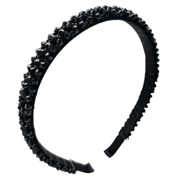 Opaska do włosów diadem koraliki perełki czarna błyszcząca elegancka ślub