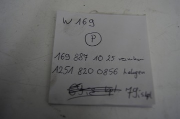 HALOGEN PRAVÝ MŘÍŽKA TŘÍDA W169 FACELIFT