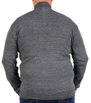 SWETER NA STÓJCE MĘSKI SIWY ROZPINANY DUŻY 4XL 5XL