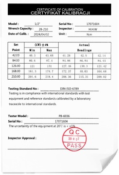 ДИНАМОМЕТРИЧЕСКИЙ КЛЮЧ 1/2 28-210 Нм CrMO и CrV для КОЛЕС СЕРТИФИКАТ КАЛИБРОВКИ