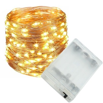 LAMPKI CHOINKOWE LED DRUCIKI OŚWIETLENIE OZDOBY ŚWIĄTECZNE BATERIE 100 LED