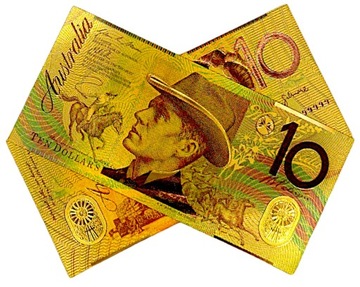 АВСТРАЛИЯ 10 долларов США Коллекционная позолоченная банкнота 