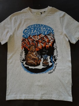 Koszulka męska M T-shirt niedźwiadek kawa las , re