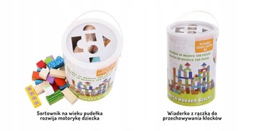 Деревянные кубики Ecotoys, цветной сортер, 100 шт.