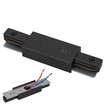 Łącznik z ZASILANIEM prosty do szyn oświetleniowych LED czarny Szynoprzewód