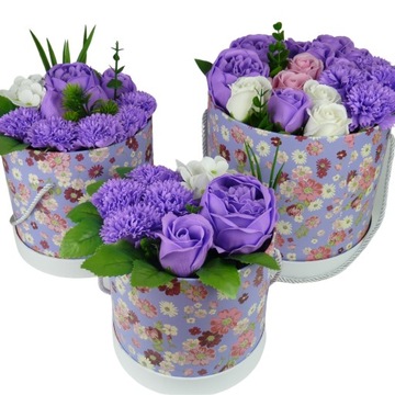 Mydlany flowerbox - fioletowe peonie XXL KWIATY Z MYDŁA DZIEŃ KOBIET