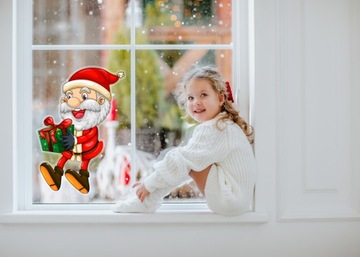 Naklejka ŚWIĄTECZNA na okno WESOŁY MIKOŁAJ nr 5