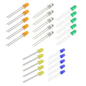Dioda LED 5mm zestaw 5 kolorów 25 szt.