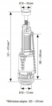 СЛИВНОЙ КЛАПАН SIAMP ПРОМЫВКА ПЕРЕКЛЮЧАТЕЛЬ СТАРТ/СТОП