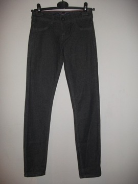 BERSHKA spodnie jeansy rurki ciemno-szare r XXS 32