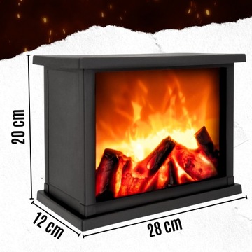 СВЕТОДИОДНЫЙ ФОНАРЬ ДЛЯ КАМИНА С ОГОНЕМ 3D ЛАМПА С ДВИЖУЩИМСЯ ПЛАМЯ УКРАШЕНИЕ зима 28см