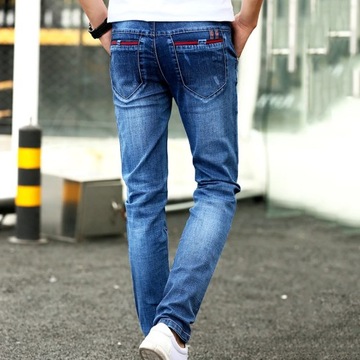 Men's Jeans Casual Pants Denim Elastic Slim Thin F