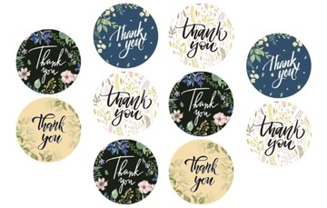 T9 NAKLEJKI THANK YOU DZIĘKUJĘ KWIATY 100szt