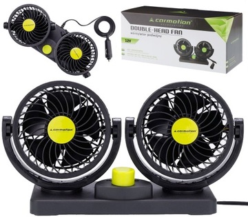 WENTYLATOR SAMOCHODOWY WIATRAK DO SAMOCHODU PODWÓJNY OBROTOWY 12V