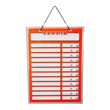 Cennik laminowany cenówka 20x30cm - 12 pozycji