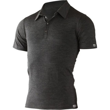 Koszulka polo męska 100% merino merynos szara L