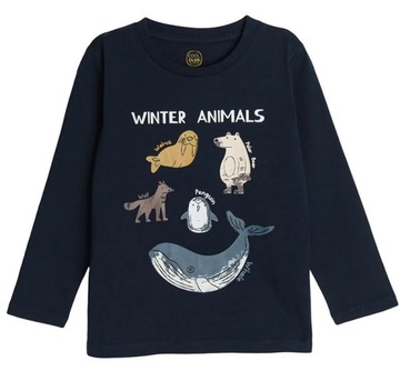 COOL CLUB Bluzka chłopięce długi rękaw granatowa Animals r. 104