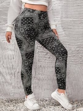 SHEIN LEGGINSY PLUS SIZE CZARNE WE WZORY 48 V3D