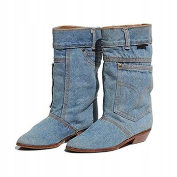 NOWA NIEBIESKIE BOTKI DENIM JEANSOWE WODOODPORNE40