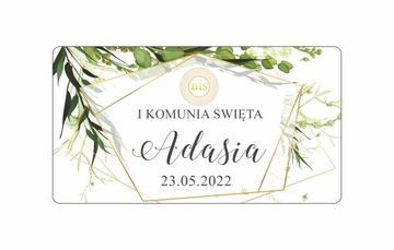 Naklejki KOMUNIA na ciasto komunijne 15x8cm 10szt