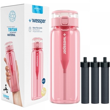 Bidon butelka filtrująca wodę Wessper ActiveMax Clarti 0,68l + 3x Filtr