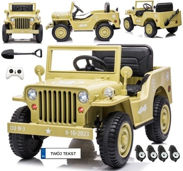 TERENOWY JEEP mocny napęd 4X4 Aku 12V7AH skóra